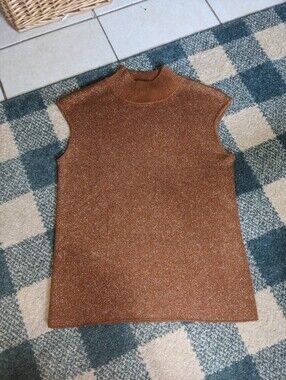 Vintage Cold Water Creek Sparkling Silk Blend Knit Mock Neck Tank Size Small